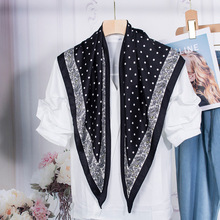 春季腰果波点边丝巾文艺复古小方巾拼色方巾装饰围脖围巾透气领巾