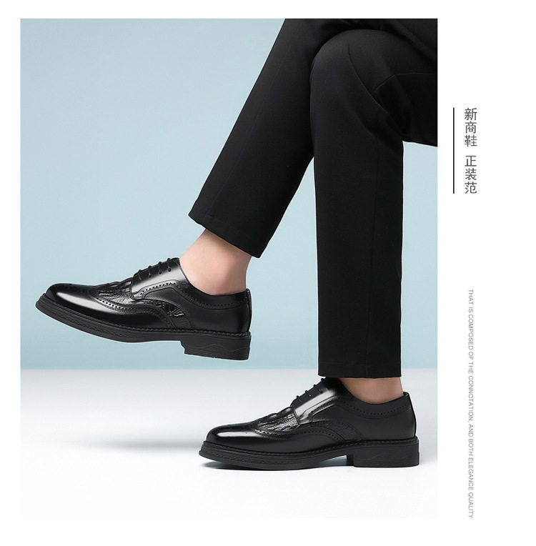 Giày da nam da bò thật kiểu Oxford Brogue Anh, đế thấp, dây buộc, dễ phối đồ công sở và đi tiệc cưới — Màu nâu, Màu đen, Màu đen lót nhung chi tiết 25