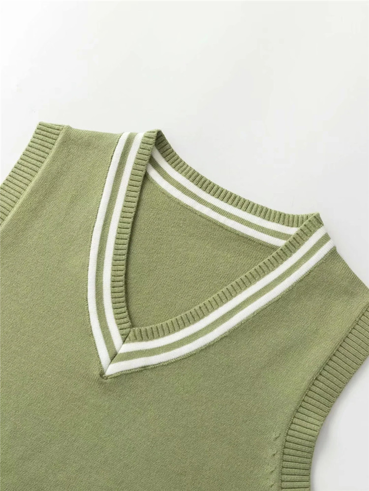 Fashion color matching temperament V-neck knitted vest NSLD27893