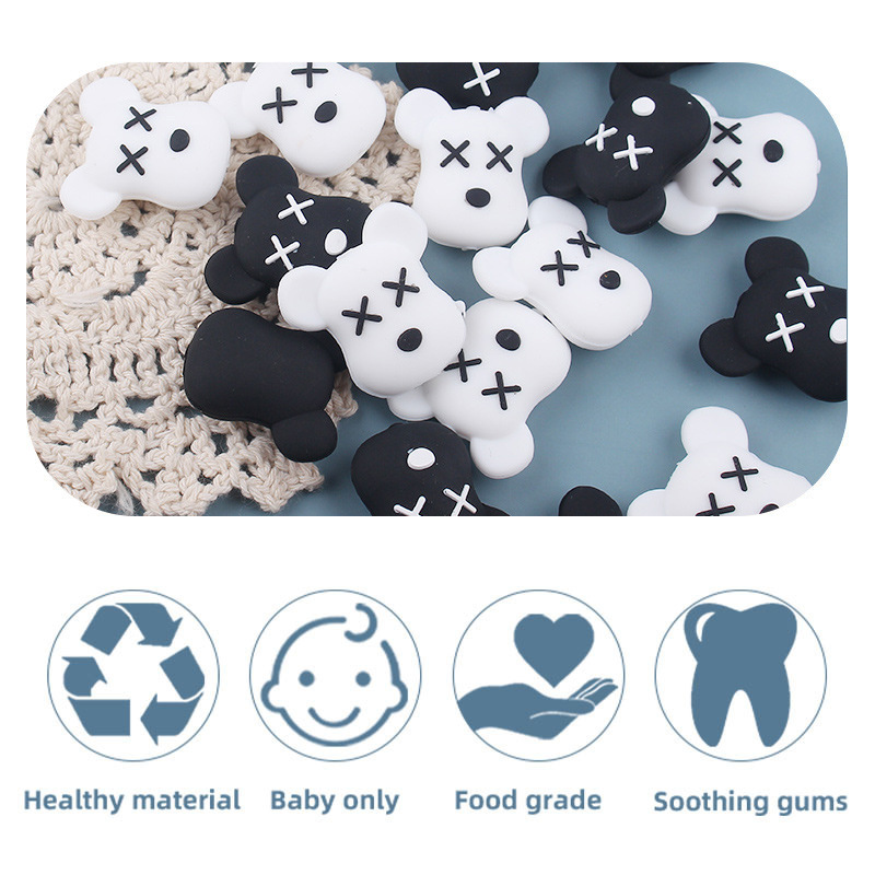 Productos creativos para bebés DIY dibujos animados animales violentos oso de silicona cadena de tetas de dientes molidores accesorios de pulsera de goma