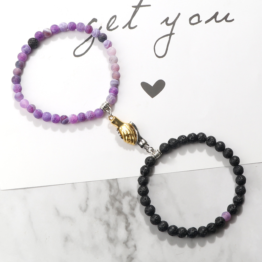 double ring asymmetrical turquoise matte couple bracelet popular circle chain set hand jewelry spot_voghion.com