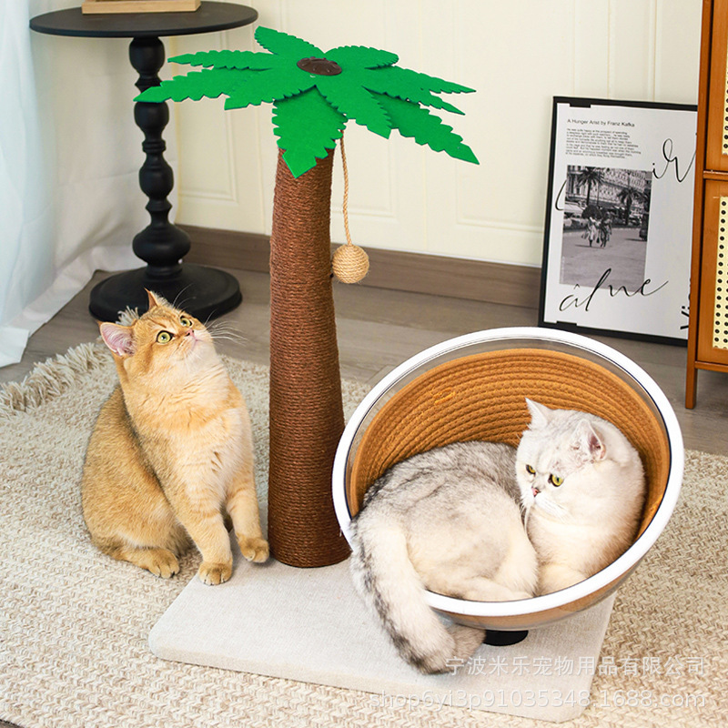 Mi Le Coconut Tree Cat Scratch Column Cat Climbing Rack Durable and Wear-resistant Vertical Cat Scratch Board Cat Space Capsule Toy