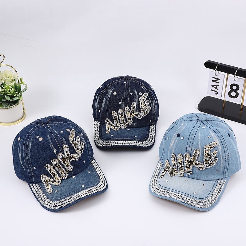 Hat Cross-Border Export New Baseball Cap Letter Nike Diamond-Encrusted Peaked Cap Outdoor Sunshade Sun Protection Women's Hat Trendy Hat