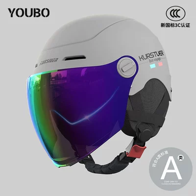 3C Certified Electric Vehicle Motorcycle: Motosiklet kaskı (dəbilqə) - 3c-classic-gray-colorful-double-mirror-detachable-ear-protection