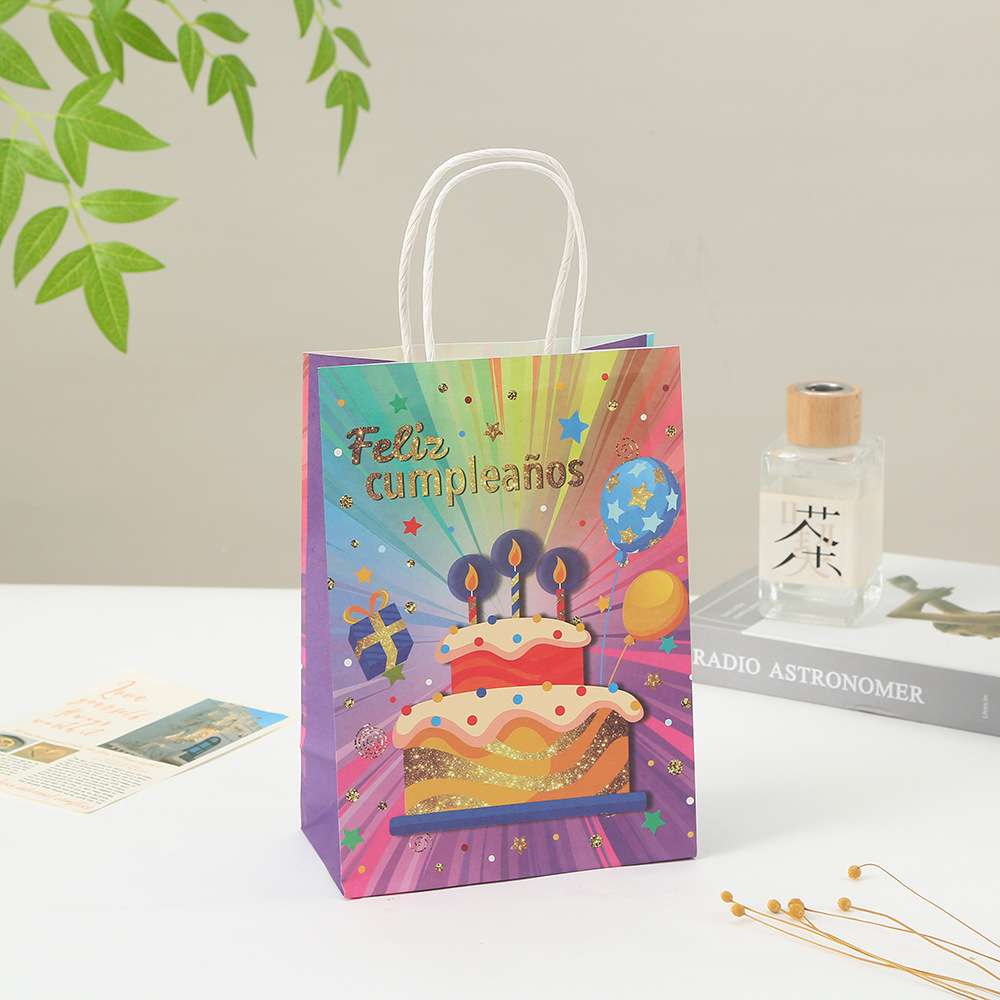 Bolsas de regalo de fiesta de cumpleaños bolsas de compras impresas bolsas de papel kraft bolsas de globo al por mayor bolsas de mano bolsas de compras