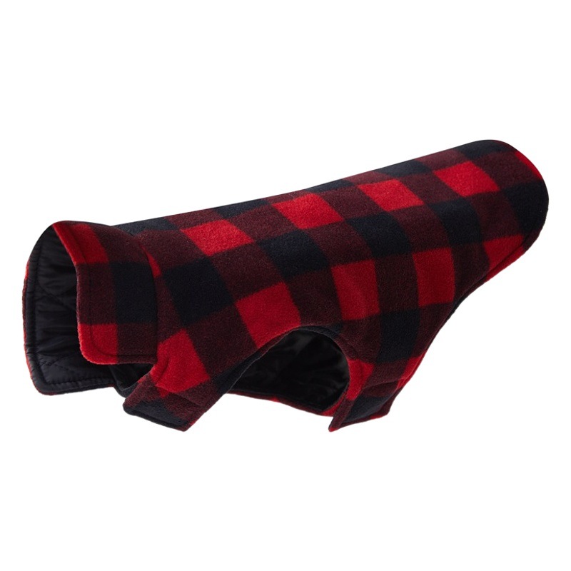 Ropa navideña para mascotas, chaleco a cuadros de doble cara, chaleco para perros de lana polar a prueba de viento e impermeable, chaleco para perros al por mayor image 1