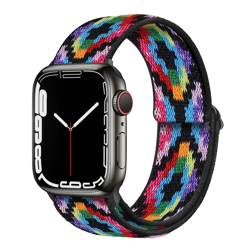 Ремешок для часов (Apple) для Apple Watch 5/6/7/8/SE, эластичный нейлоновый, пластиковый разъём, мультиразмер