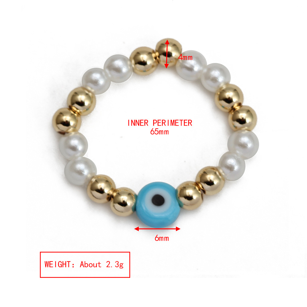 Mode Teufels Auge Künstliche Perle Kupfer Perlen Frau Ringe display picture 4