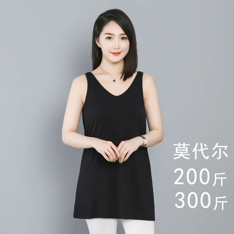 Женский жилет больших размеров 200 кг 300 кг плюс толстый модальный жилет с двойным V-образным вырезом, Базовая рубашка, женские подтяжки