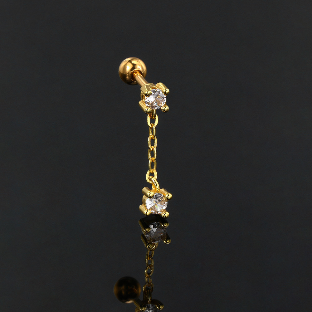 Famosi chiodi per piercing all'orecchio, graffette femminili in zircone, viti a catena, orecchini a sfera attorcigliati, orecchini alla moda_voghion.com