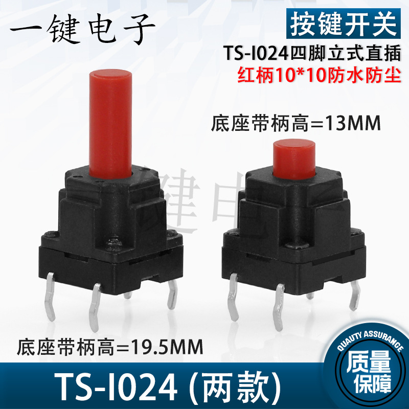 TS-I024四脚立式直插10*10洗衣机专用防水防尘轻触按键开关10X10