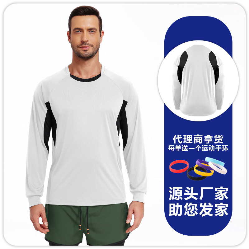 B5106 hombre ocio rápido secado arnés manguito chaqueta de protección solar deportivo ocio color combinación trajes de gimnasio de maratón