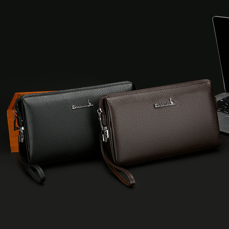 Men's Casual Korean Style Envelope Bag Large Capacity Cowhide Leather Soft Handbag New Style_voghion.com