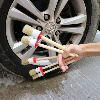 Wooden Handle Detail Brush Edge: Car cleaning tools