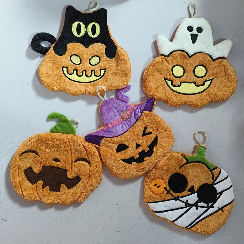 Halloween Pumpkin Cartoon Hand Towel with Cute Ghost and Black Cat Design, Can Be Hung, Coral Fleece Absorbent Hand Towel Halloween Pumpkin Cartoon Hand Towel with Cute Ghost and Black Cat Design, Can Be Hung, Coral Fleece Absorbent Hand Towel