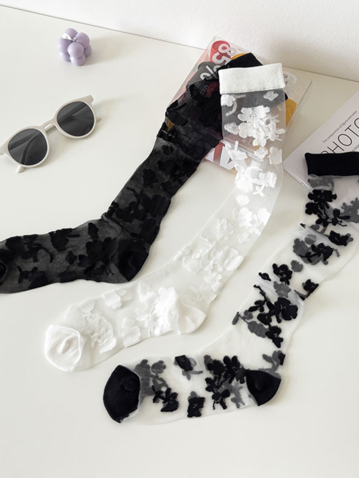 A Pair Quantity A Pair Modern Style Women's Flower Polyester Cotton Polyester Crew Socks