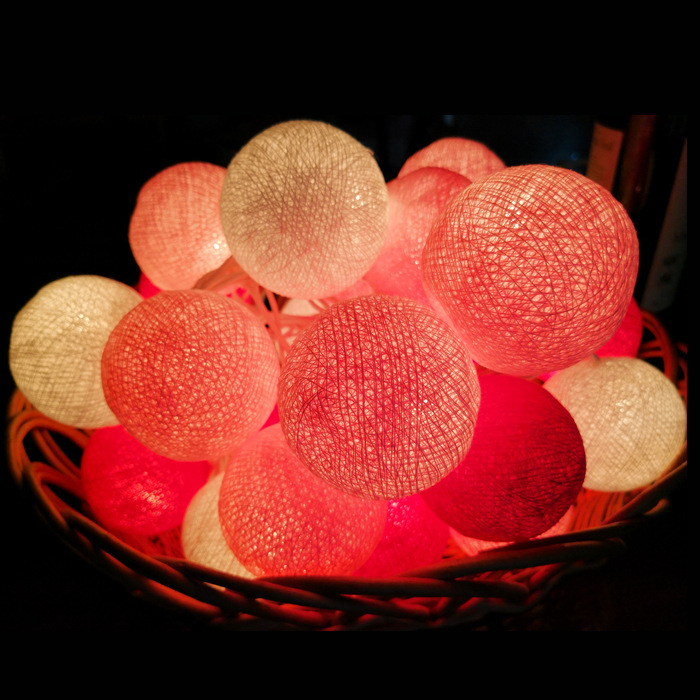 Cordón de bola de algodón ins viento macaron luz decoración de la habitación de los niños de Navidad USB decoración de la tienda de campaña al aire libre sala de estar