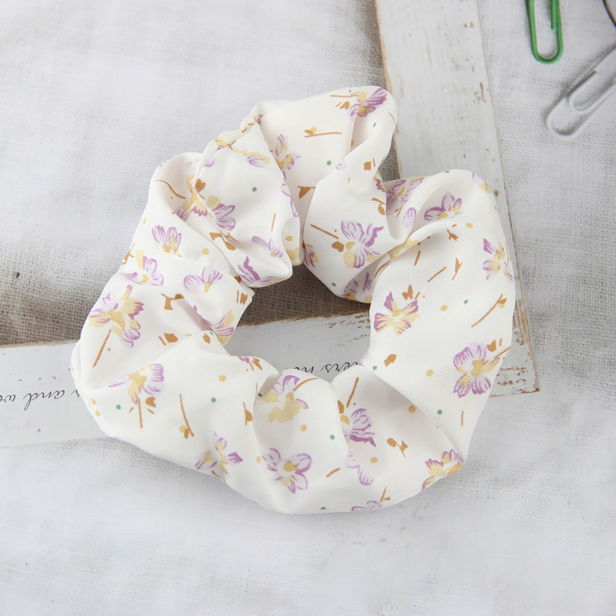 Summer Pansy Pattern Chiffon Hair Accessories Floral Pleated Ladies Hair Rope Wholesale display picture 2