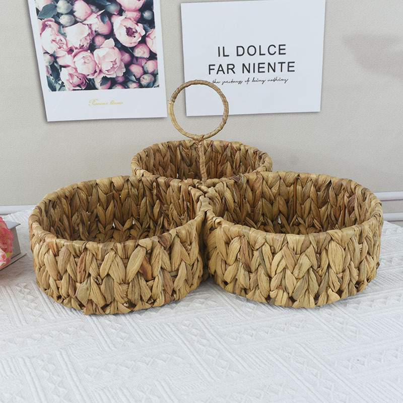 Canasta de almacenamiento simple directa de fábrica canasta de agua hierba tejida a mano cuchillo redondo y cesta de tenedor cesta de flores pequeña portátil cesta de almacenamiento