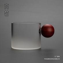 玻璃小茶杯带把迷你日式功夫茶茶具木把小杯子喝茶主人杯单杯