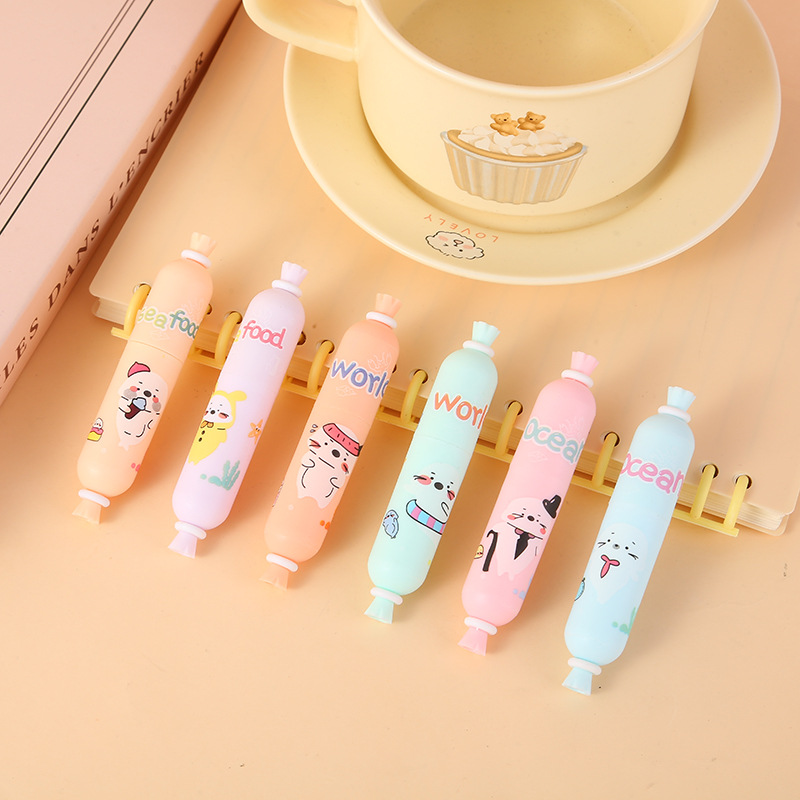 Mini resaltador súper lindo, dibujo de dibujos animados de estudiante, marcador de pintura, punto clave del fabricante al por mayor