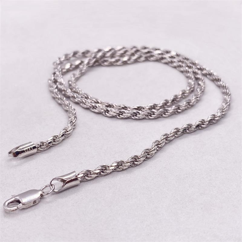 13g Weight Necklace Classification rope chain Chain Type 925 Sterling Silver Rope Chain Plating Solid Color Necklace