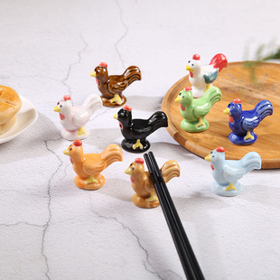 Japanese Zakka Creative Cartoon Cute Little Rooster Ceramic Chopstick Holder Chopstick Holder Hotel Restaurant Crafts Table Setting