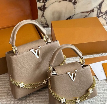 Foreign Trade Version Capucines Double Chain Lady Bag with Metal Lettering, Elegant Handbag, Single Shoulder Crossbody Bag for Women Foreign Trade Version Capucines Double Chain Lady Bag with Metal Lettering, Elegant Handbag, Single Shoulder Crossbody Bag for Women
