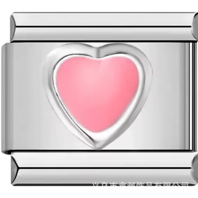 AliExpress Venta caliente DIY9mm módulo pulsera amor corazón doble melocotón corazón joya serie de costura de acero inoxidable pulsera de una sola pieza