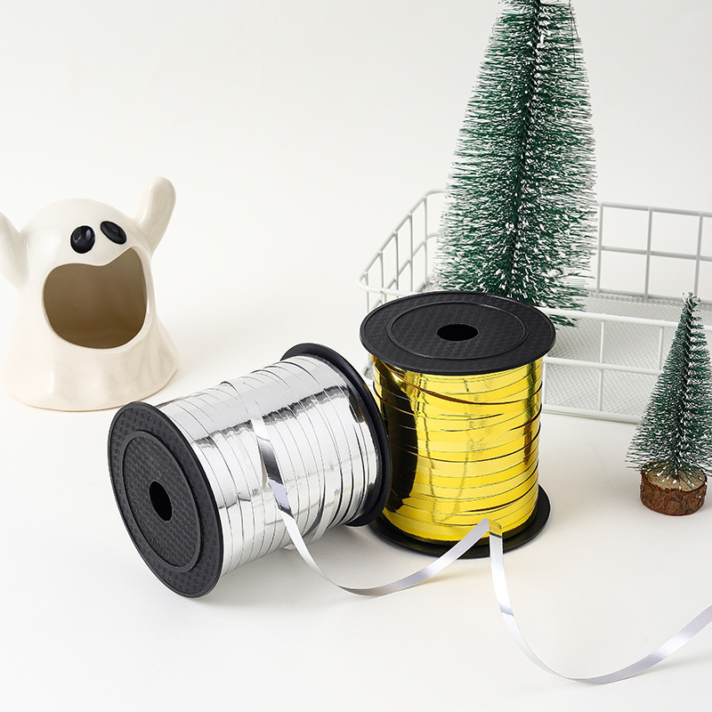 500 yardas de globo de cinta de color láser película de aluminio de cinta de color embalaje de regalo de cuerda de tracción de cuerda de bandera embalaje de regalo