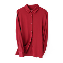 桑蚕丝衬衫25春季新款气质纯色显瘦优雅长袖真丝简约上衣女士衬衫