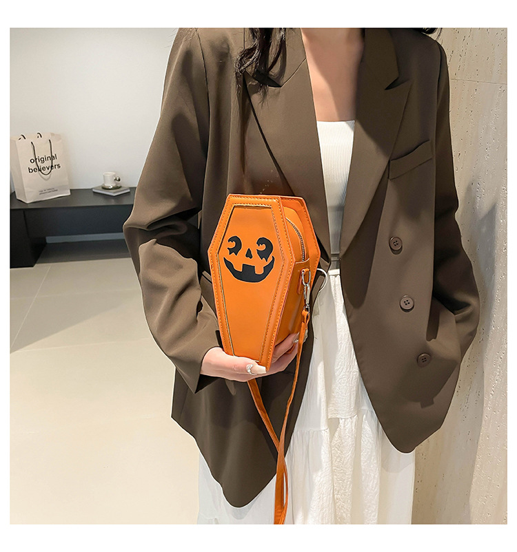 Halloween Women's Pu Leather Pumpkin Cute Ghost Square Zipper Shoulder Bag Crossbody Bag display picture 8