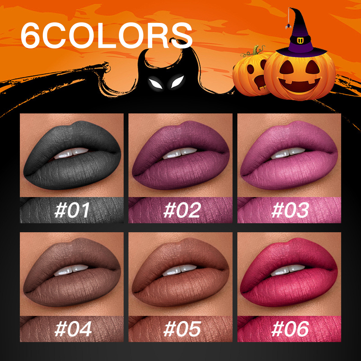 USHAS transfronterizo Amazon comercio exterior lápiz labial de Halloween impermeable y duradero lápiz labial mate maquillaje brillo de labios image 3