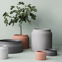 Nordic trendy creative minimalist home soft furnishing high-end aesthetic flower pot lucky tree pot cement large floor-standing planter