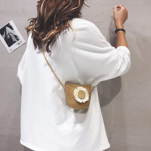 Brand straw shoulder bag, woven beach one-shoulder bag, internet celebrity