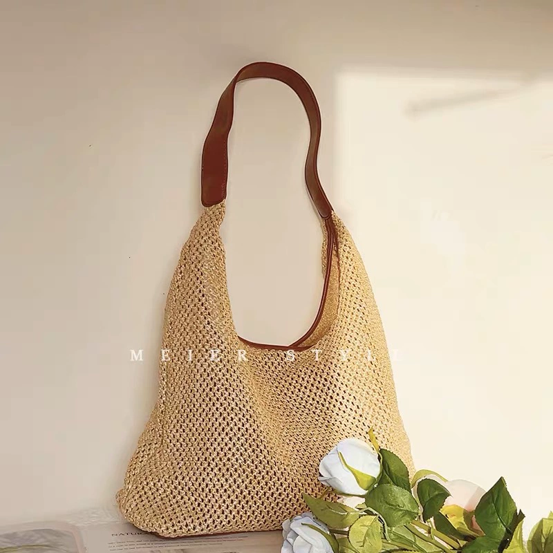 Вязаная handmade сумка, модная ретро-соломенная сумка через плечо
