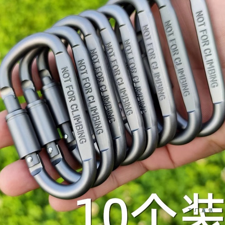 D-Shaped Carabiner Hanging Buckle Ring Lock Outdoor Safety Camping Equipment Buckle Hook Key Canopy Wind Rope Quick Hook