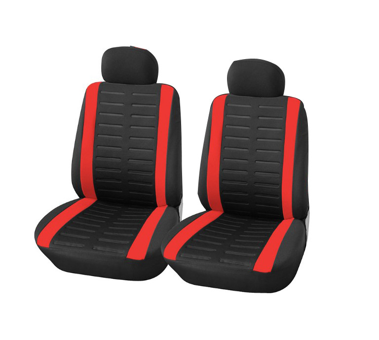 Seat Cover: Yà mǎ Universal seat cover - striped-embossed-red-2-front-seats-universal-style-with-connected-headrest