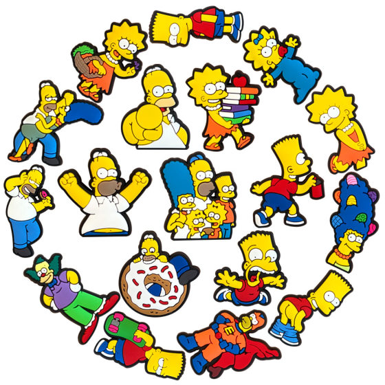 New Cute Simpsons Series Hole Shoes Shoes Flower Shoe Buckle Soft Rubber PVC Anime Shoes Accessories DIY Accessories