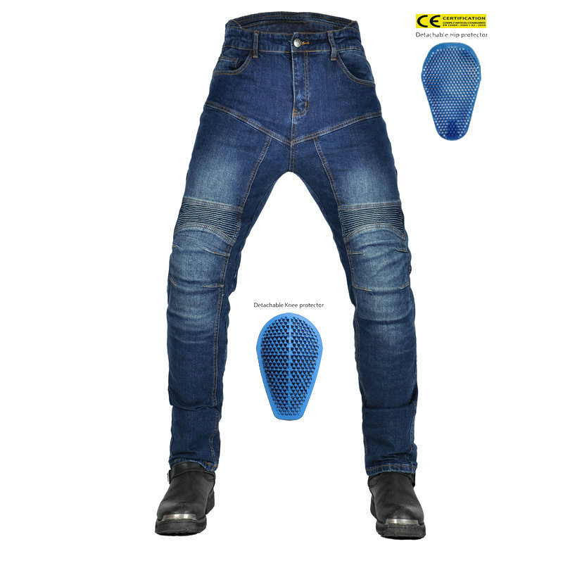 Volero motocicleta jeans hombres motocicleta Racing casual recta cintura alta estiramiento ciclismo pantalones silicona equipo de protección