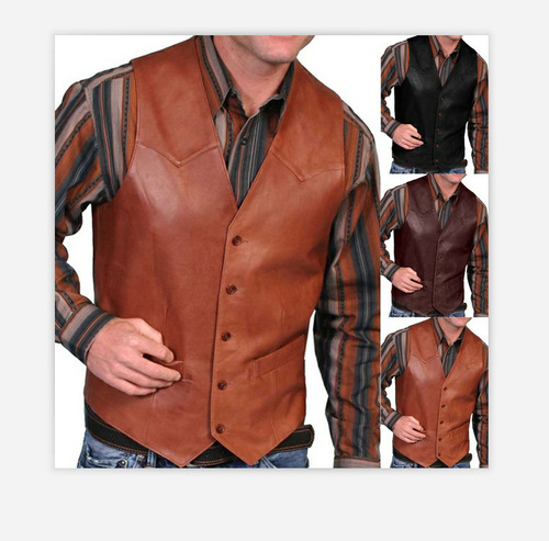 Elegant European and American Retro Men's Vest Performance Costume Decoration Round Neck Short Sleeve Casual Hunter Outdoor