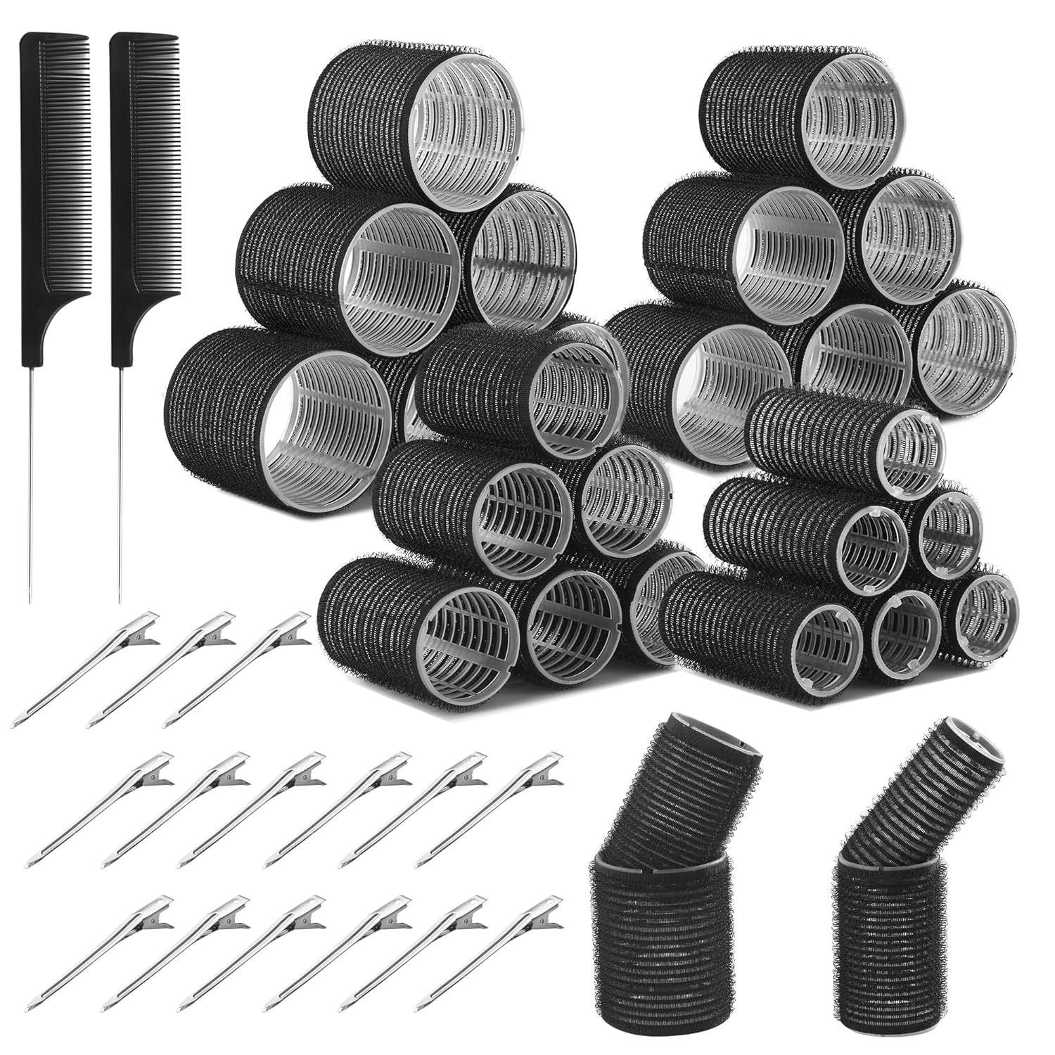 En stock suministro de Comercio Exterior Herramientas de peluquería multi-capa de plástico rizador de pelo rizador traje flequillos rizador de pelo