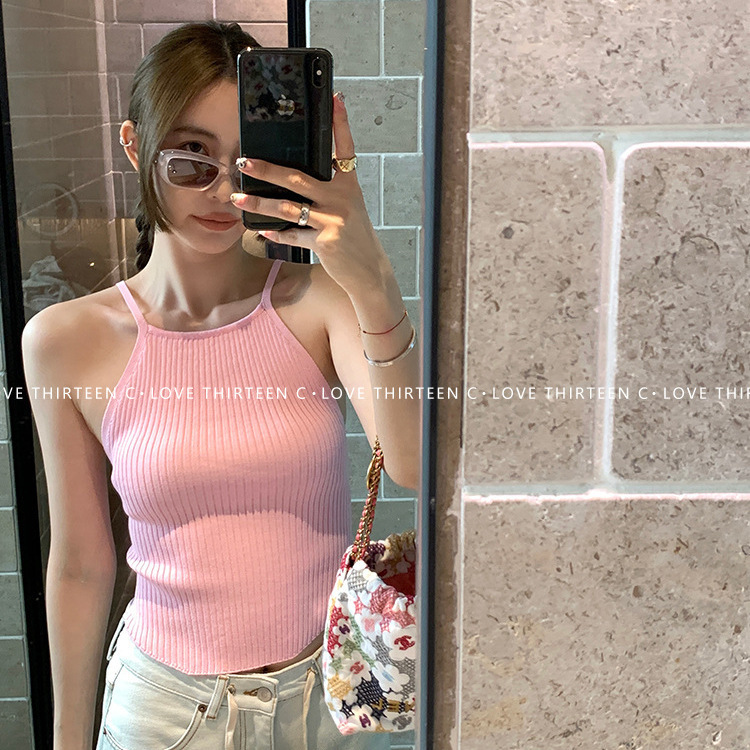 [in stock] 13 Women's Camisole Knitted Vest Square Neck with Base Cool Hot Girl Slim Top