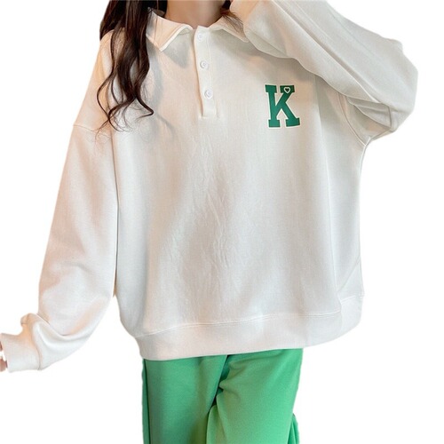 Elegant Vintage American Style Polo Hooded Sweatshirt for Women, Apricot Color, 2025 Letter Print, Spring and Autumn Thin Long-Sleeve Sweatshirt