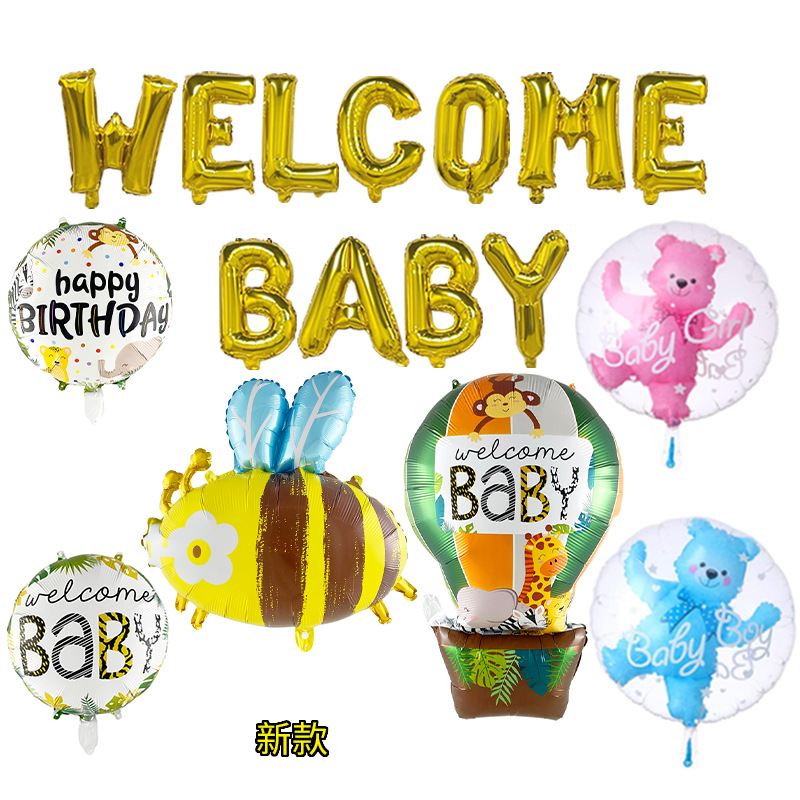 BIENVENIDO BEBÉ globo de aluminio BABY Gender revele Ball Bear Boy Girl BIENVENIDO BABY pie par