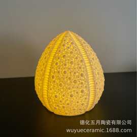 跨境天然海螺扇贝壳鱼缸水族箱造景装饰大小摆件创意陶瓷发光摆件