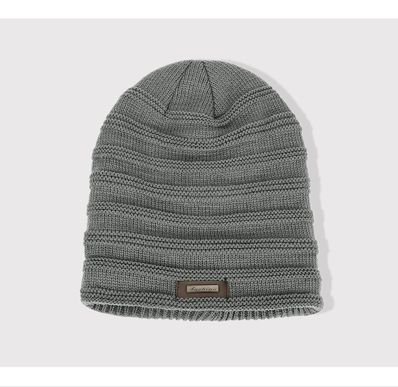 Cappello da uomo in maglia unisex, cappello alla moda con etichetta in ferro, cappello di lana, caldo e antivento, pullover_voghion.com