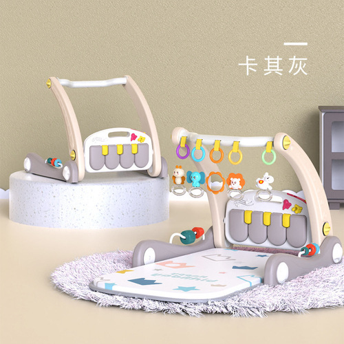 Two-in-One Baby Toy Foot Piano Learning Walker Fitness Frame Multi-functional Learning Push Cart 0-6-12 Months Wholesale