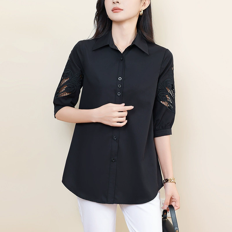 803 Женская свободная рубашка больших размеров, закрывающая живот, средней длины, 100kg г., стильная рубашка для мам с короткими рукавами.