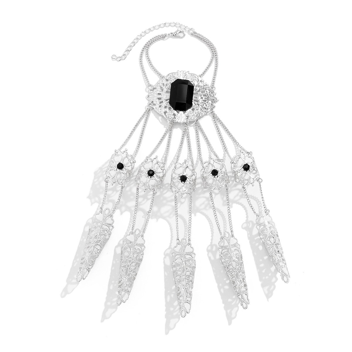 Bracelet chaîne à griffes de doigt Punk, anneaux de pointe d'ongle, motif creux, griffes de doigt de reine ancienne pour femmes et filles, Halloween Cosplay_voghion.com